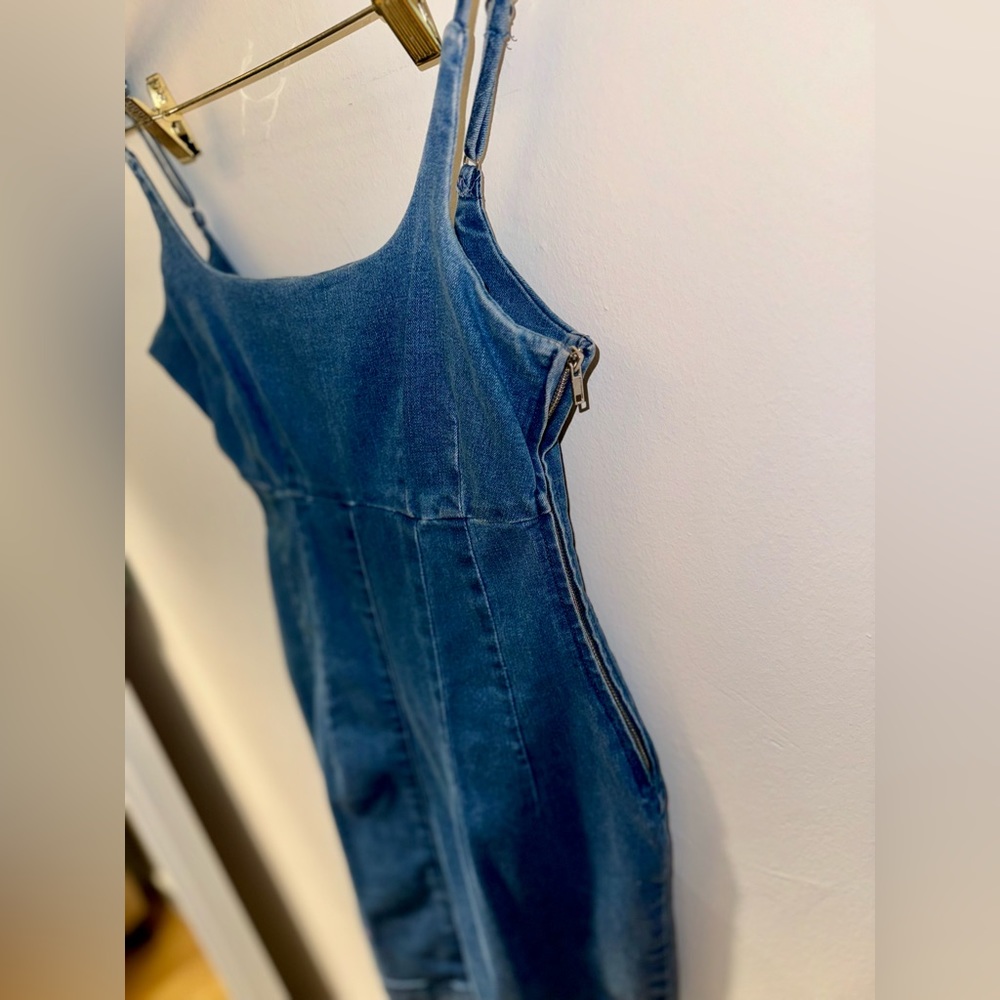 Denim Pinafore Mini Dress - Picture 7 of 8